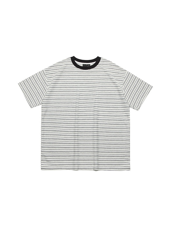 2000s Striped Print Oversized Short Sleeve Tee