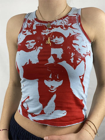 Crop Tank Top with Vintage Girl Graphic