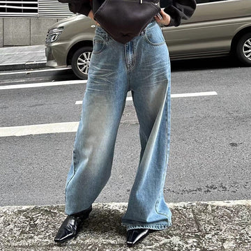 Light Blue Wide Leg High Waist Jeans for Women - Larissa