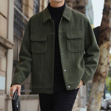 Corduroy Fleece Shirt Jacket with Pockets for Men - Ludovica