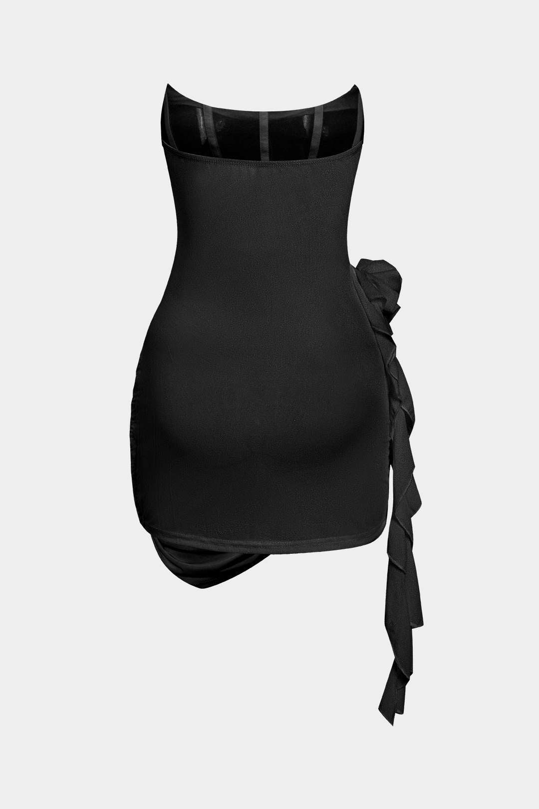 Classic Solid Color 3D Floral Ruffle Corset Mini Dress