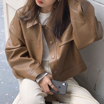 Oversized Faux Leather Jacket for Women - Selvaggia