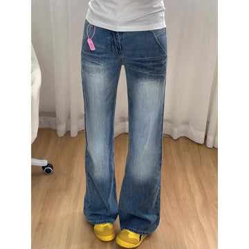 Blue High Waist Flared Denim Jeans for Women - Debora