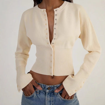 Knit Button Down Cardigan with Long Sleeves for Women - Claudia