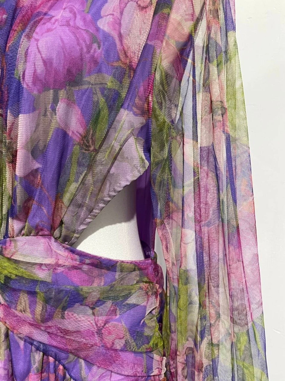 Multicolor One Shoulder Maxi Dress with Side Slit for Women - Luisa