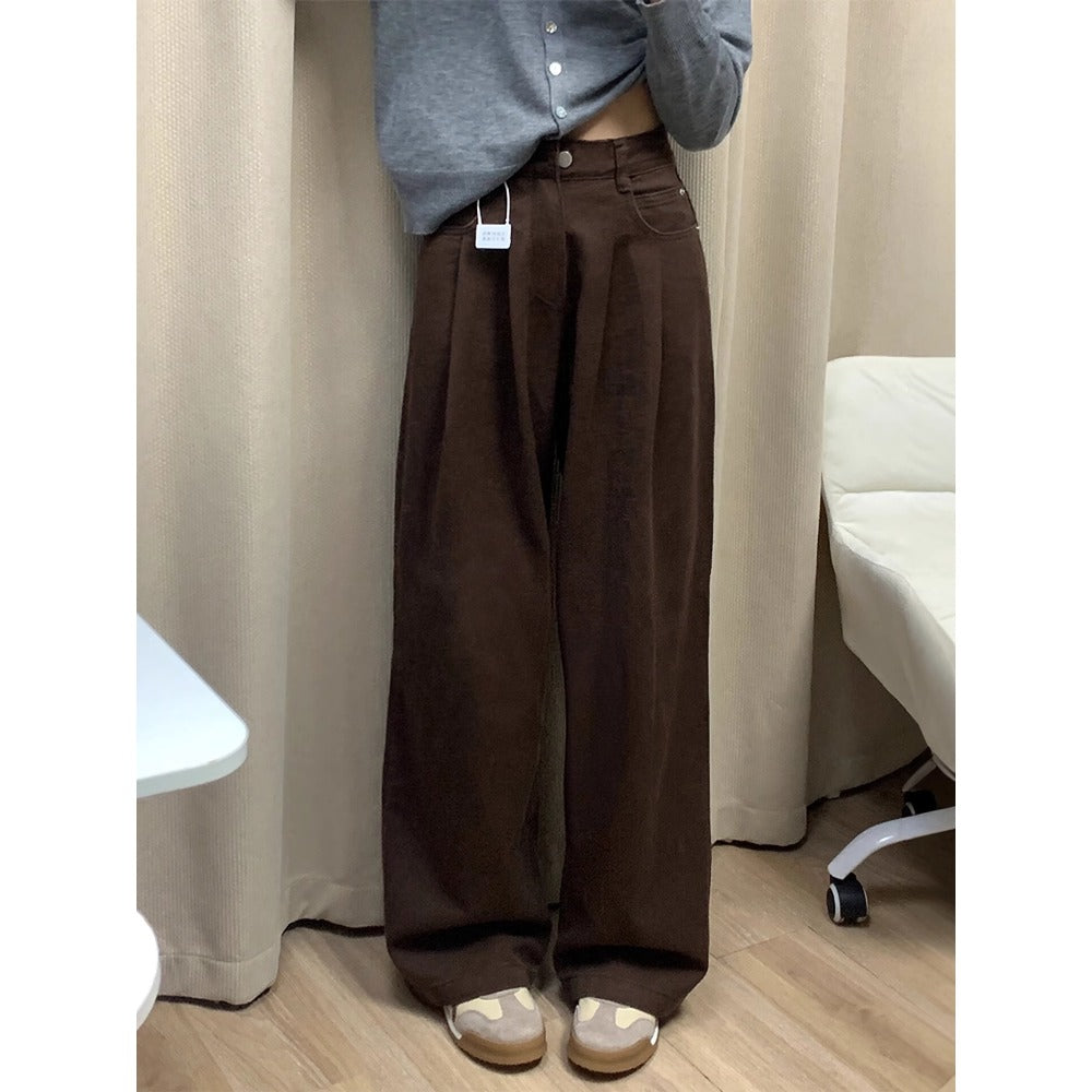 Brown Wide Leg Pants with Loose Fit for Women - Serena