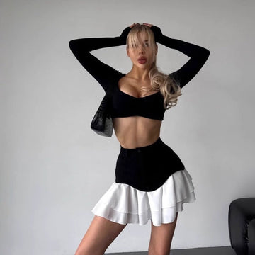 High-Waisted Mini Skirt with Button Detail for Women - Clotilde