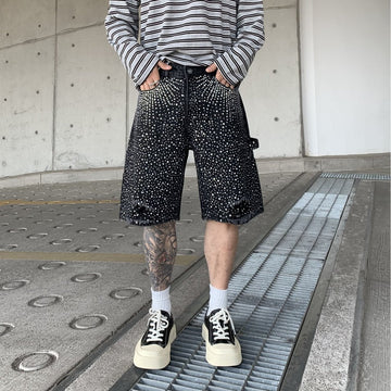 Denim Shorts with Rhinestone Print for Men - Marta
