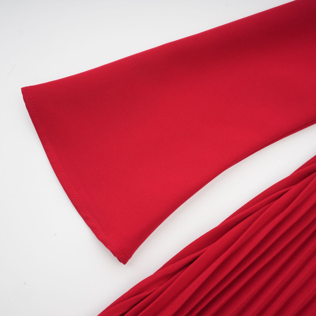 Cherry Red Off Shoulder Pleated Maxi Dress for Women - Serena