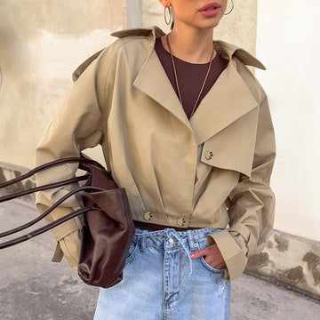 Double Breasted Collar Trench Coat Coat Casual Jacket