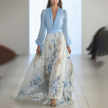 Floral Print Maxi Dress with Long Sleeves for Women - Daniela