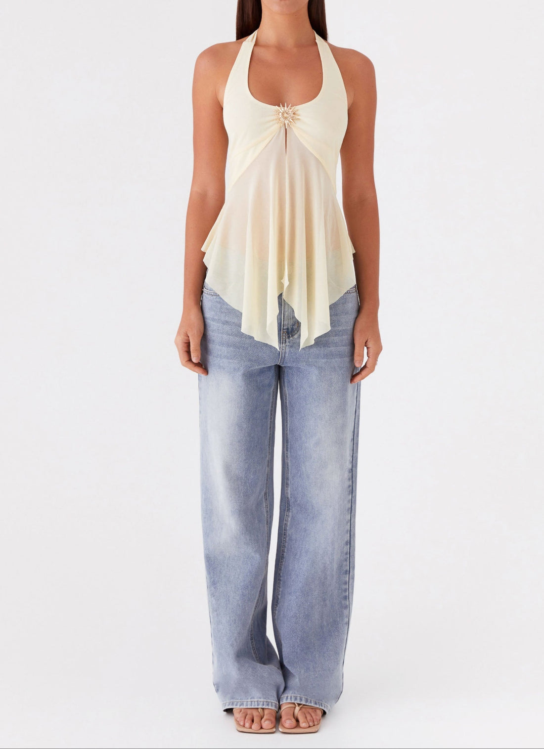 Caterina Mesh Top - Yellow