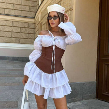 Off Shoulder Ruffle Mini Dress for Women - Laura