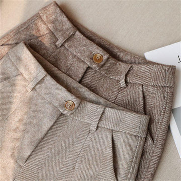 Herringbone High Waist Trousers for Women - Gigliola