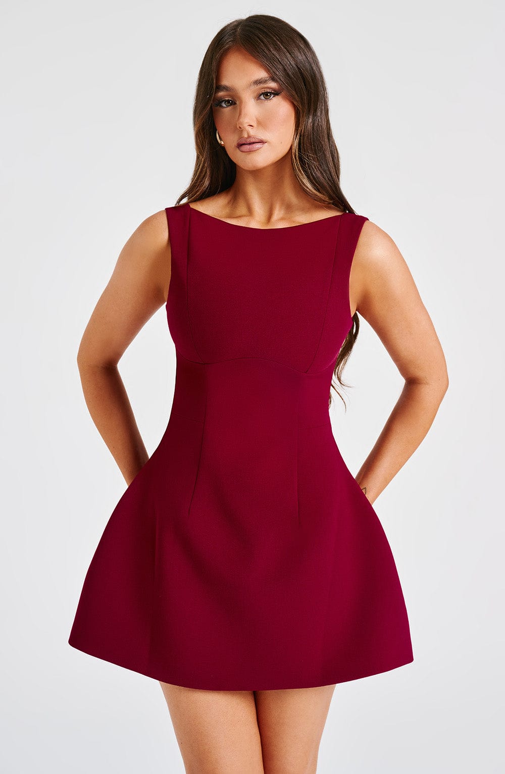 Alessandra Mini Dress-Wine