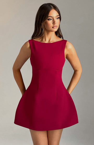 Alessandra Mini Dress-Wine