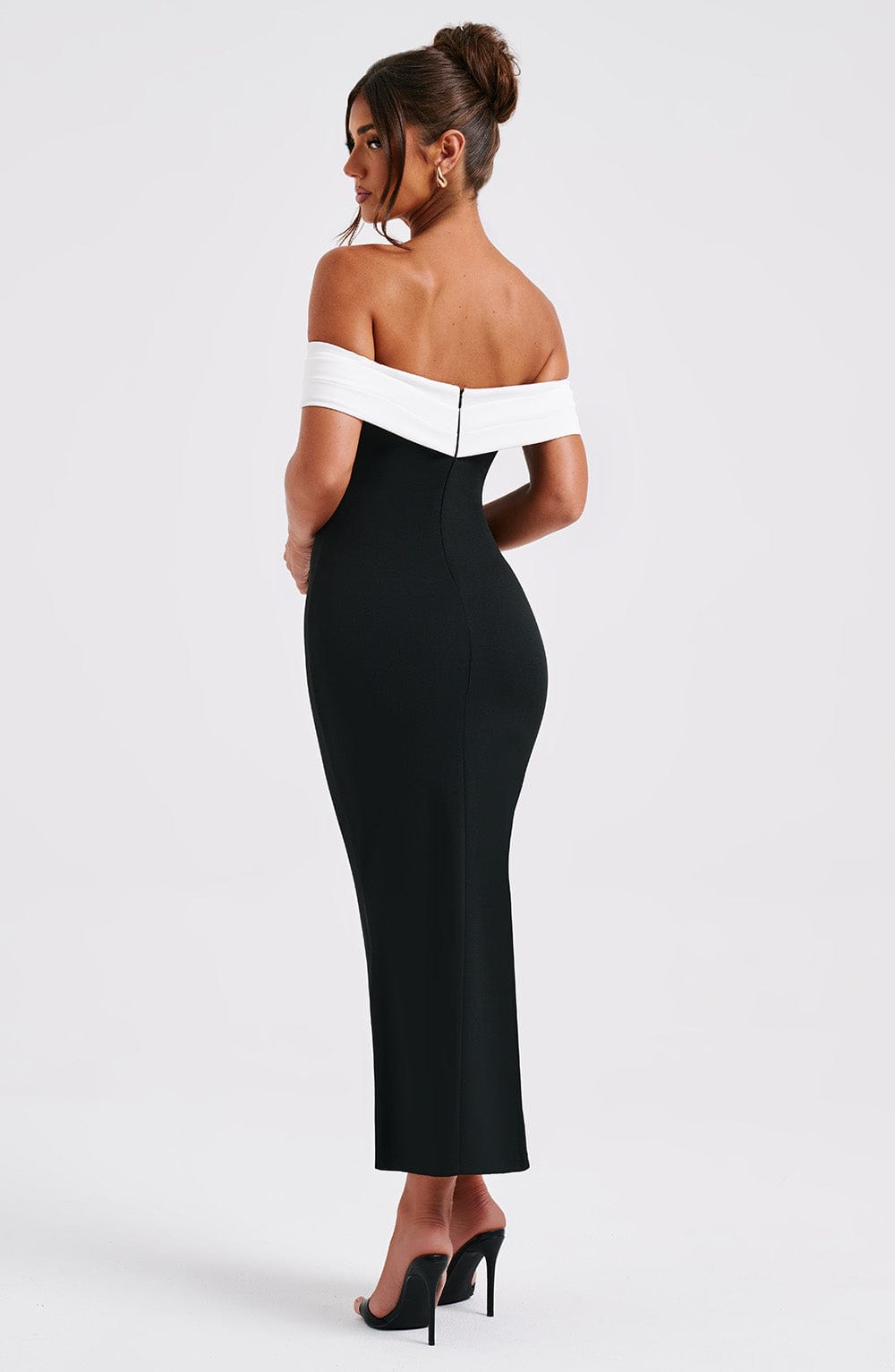 Regina Midi Dress-Black/White
