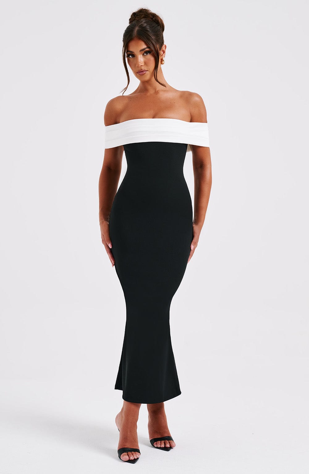 Regina Midi Dress-Black/White