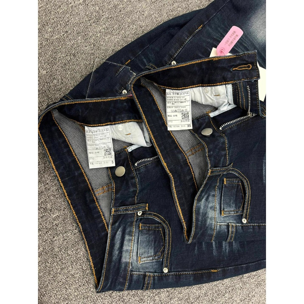 Dark Blue Flared Denim Jeans with High Waist for Women - Irene