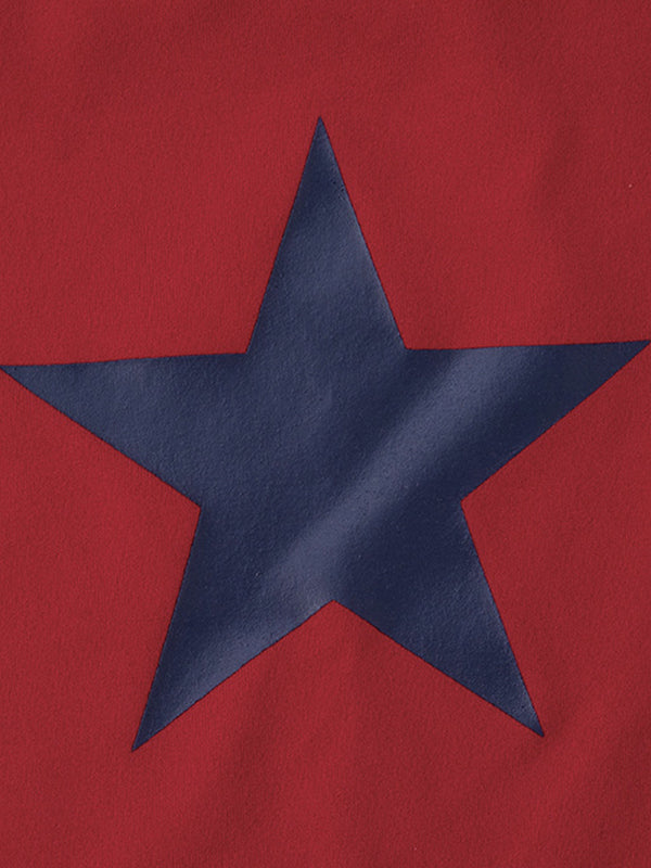 Red Y2k One Shoulder Star Long Sleeve Tee