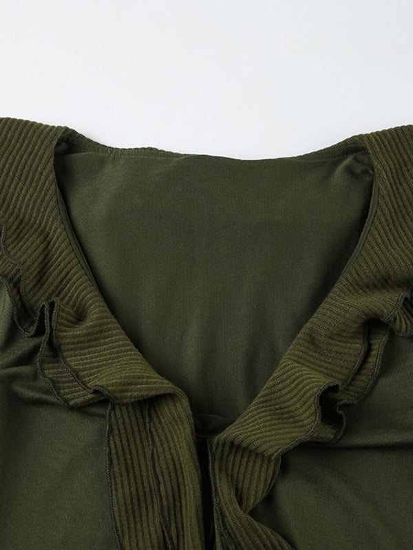 Green Vintage Mesh Long Sleeve Tee