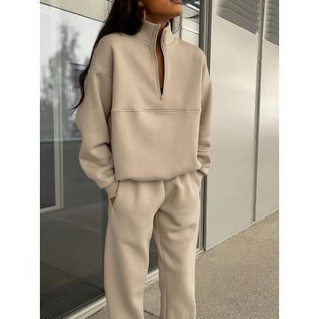 Half Zip Sweatshirt and Jogger Set for Women - Stefania