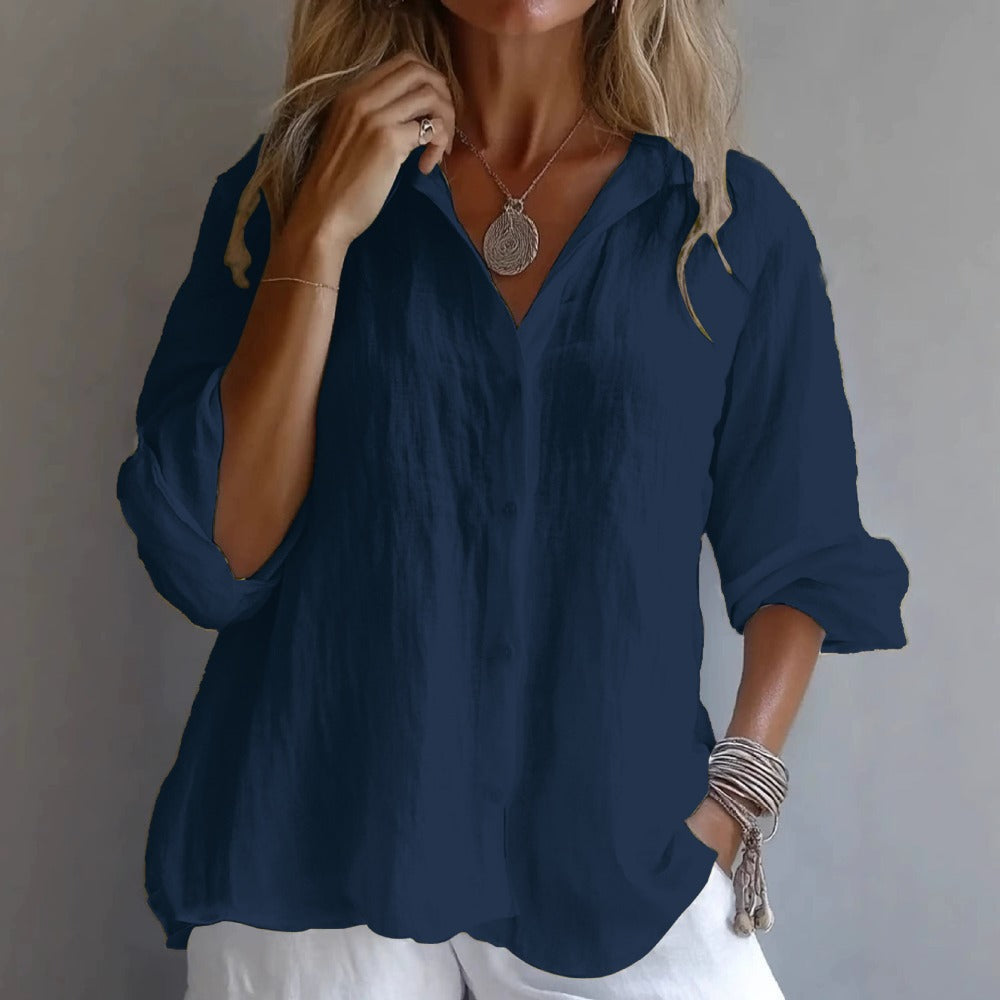 Button Down Long Sleeve Shirt for Women - Nella