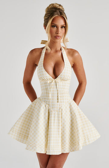 Ariadna Mini Dress - Lemon Gingham
