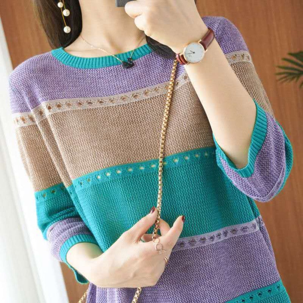 Color Block Knit Sweater for Women - Alfonsina