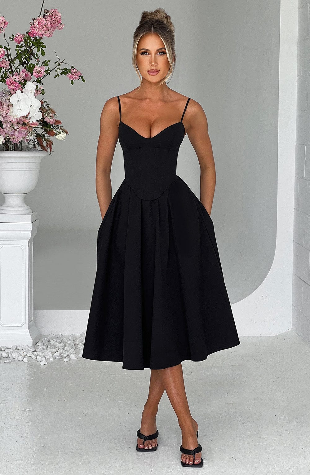 Romina Midi Dress - Black