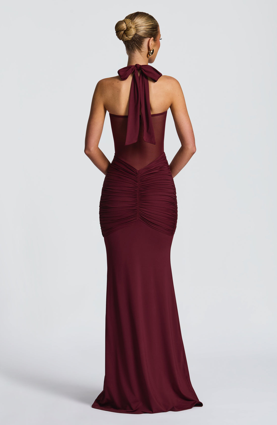Burgundy Maxi Dress with Halter Neck for Women - Selvaggia