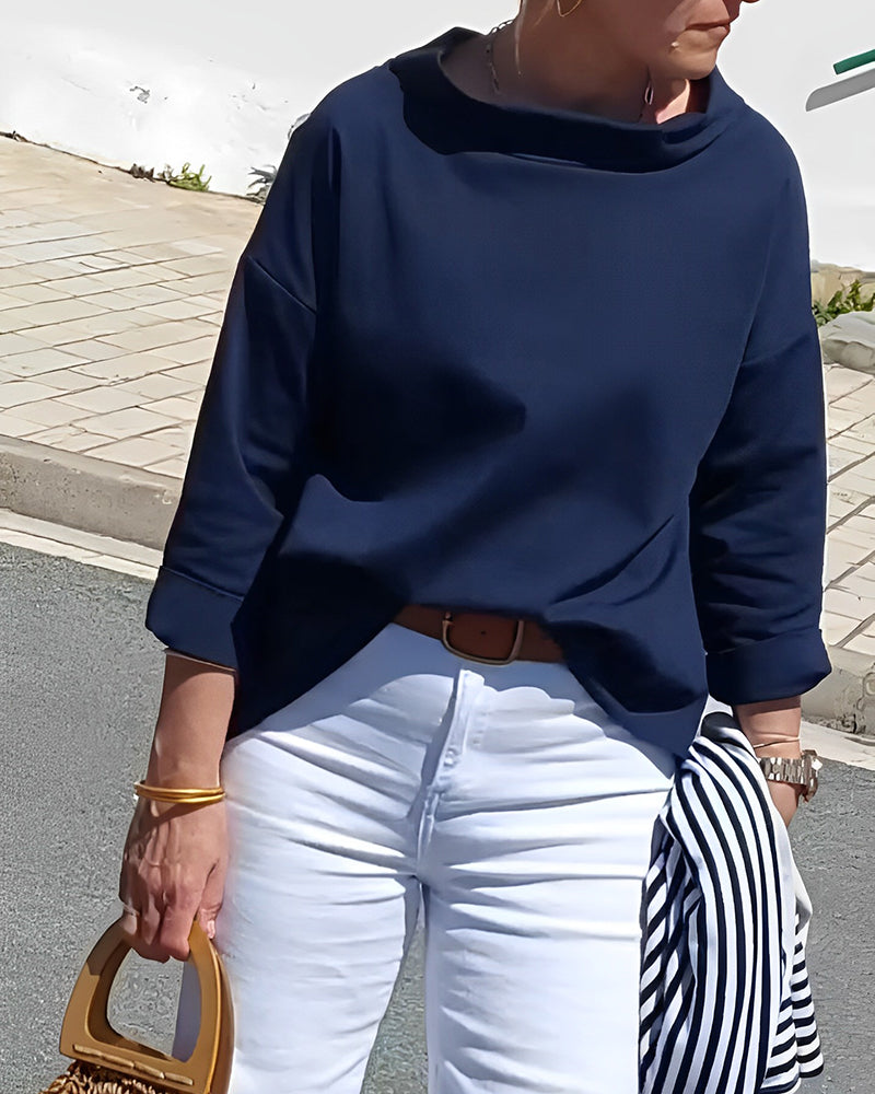 Casual Waterfall Neck Blouse for Women | 3/4 Sleeves