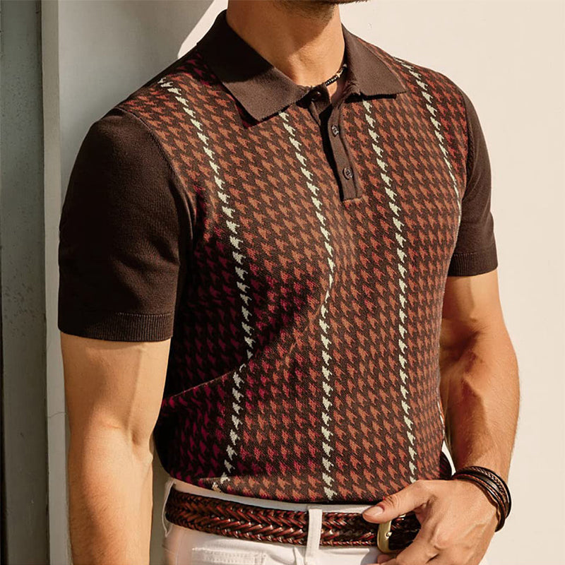 Men's Retro Knit Polo Shirt | Short Sleeve