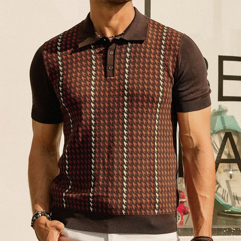 Men's Retro Knit Polo Shirt | Short Sleeve