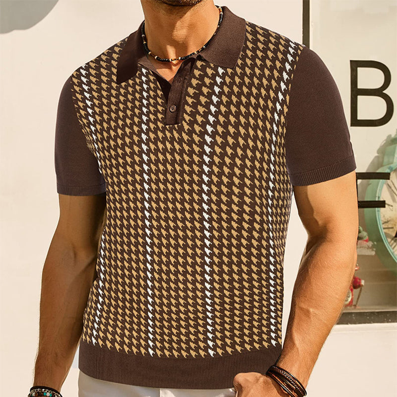 Men's Retro Knit Polo Shirt | Short Sleeve