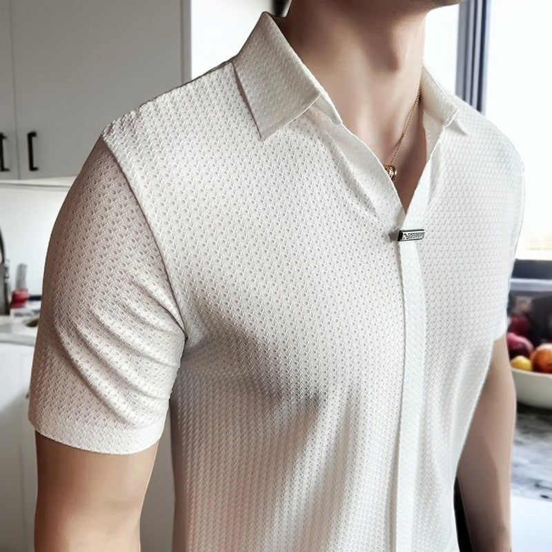 Men's Textured Knit Polo Shirt | Short Sleeve