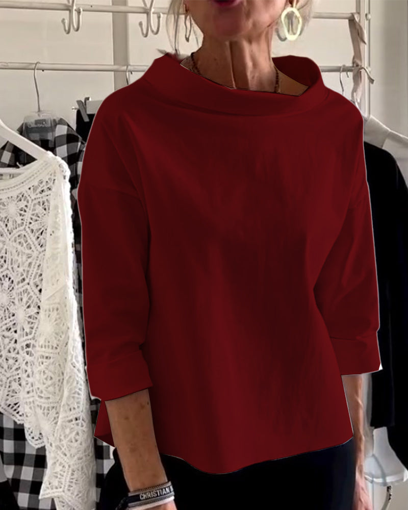Casual Waterfall Neck Blouse for Women | 3/4 Sleeves