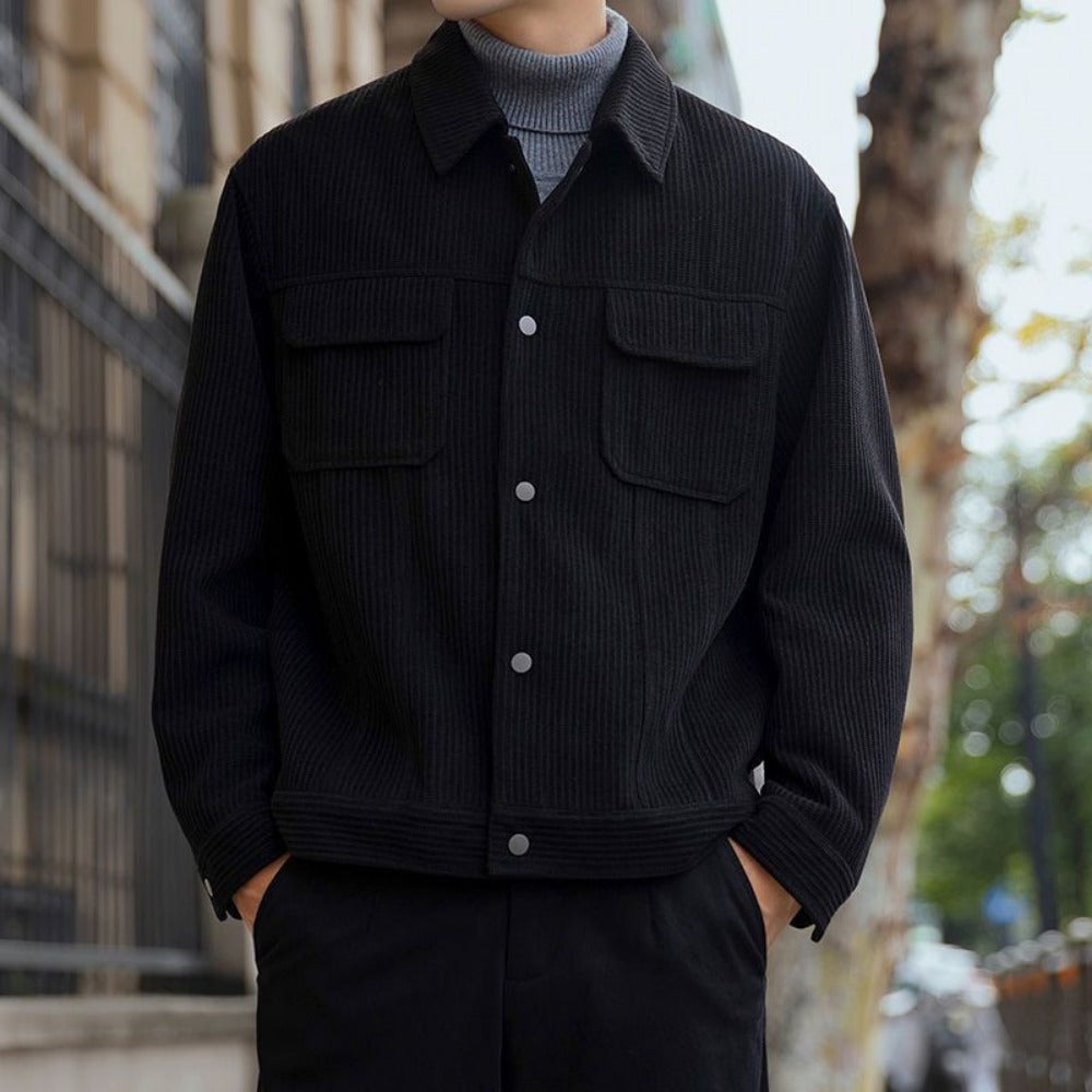Corduroy Fleece Shirt Jacket with Pockets for Men - Ludovica