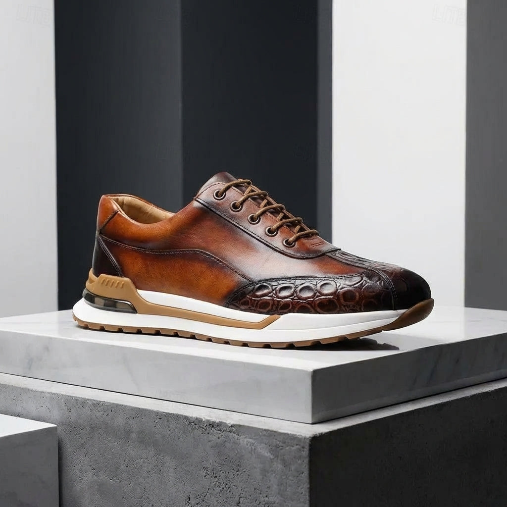 Men's Casual Low-Top Sneakers | with Crocodile Pattern