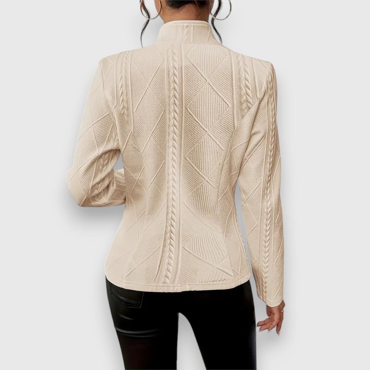 Women's Office Stand Collar Blazer Jacket | with Button Closure