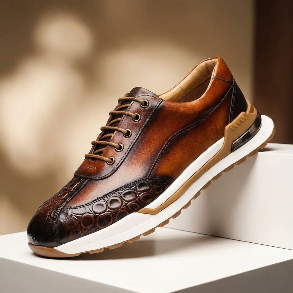 Men's Casual Low-Top Sneakers | with Crocodile Pattern