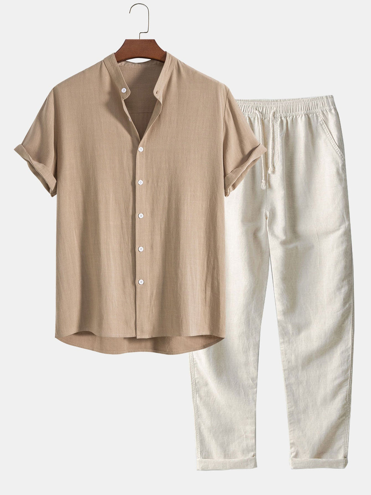 Men's Casual Linen Two-Piece Set | Shirt and Pants