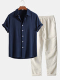 Men's Casual Linen Two-Piece Set | Shirt and Pants