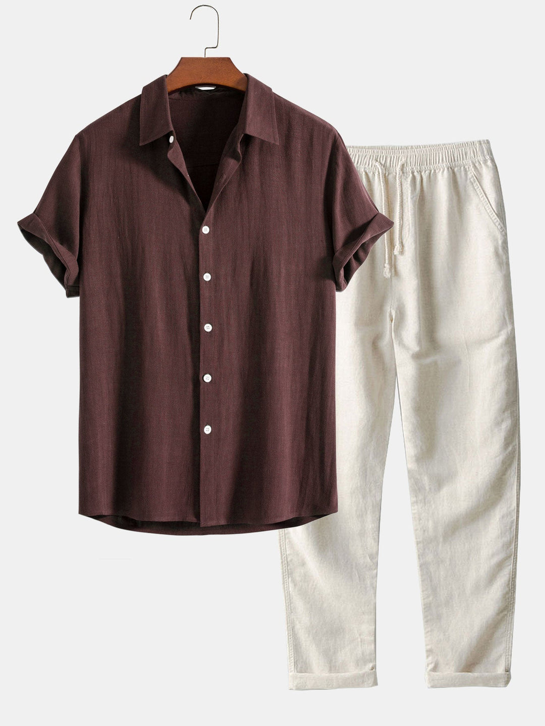 Men's Casual Linen Two-Piece Set | Shirt and Pants