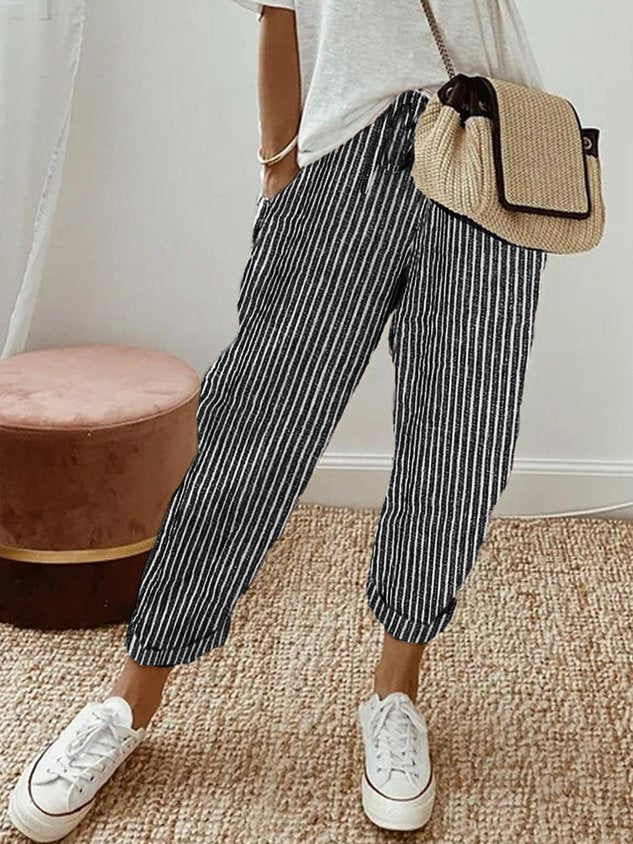 Women's Lightweight Linen Summer Pants with Drawstring