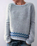 Women's Crewneck Striped Pullover Sweater | Long Sleeve
