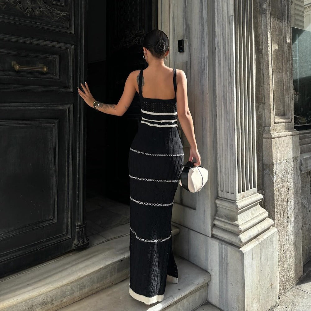 Knitted Maxi Dress with Side Slit for Women - Margherita