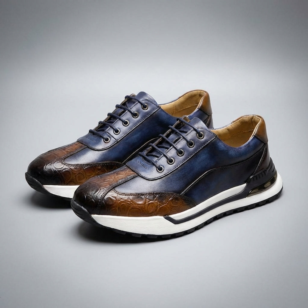Men's Casual Low-Top Sneakers | with Crocodile Pattern