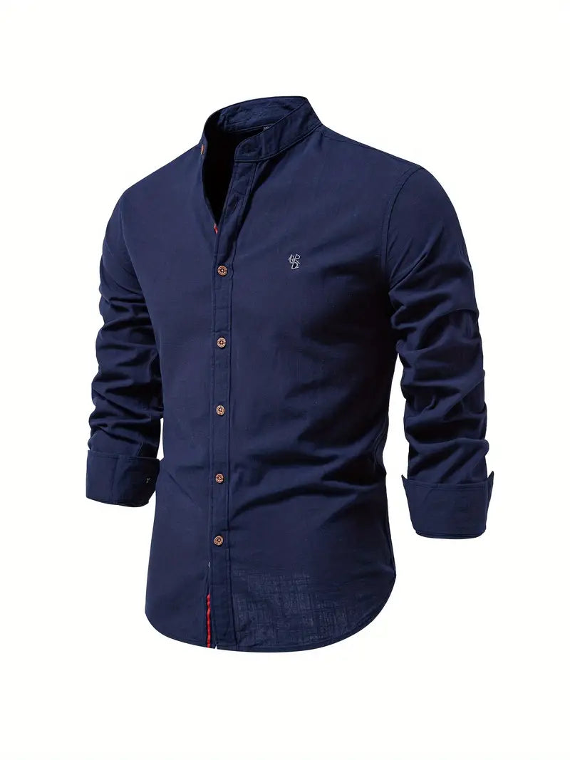 Men's Long Sleeve Stand Collar Casual Shirt