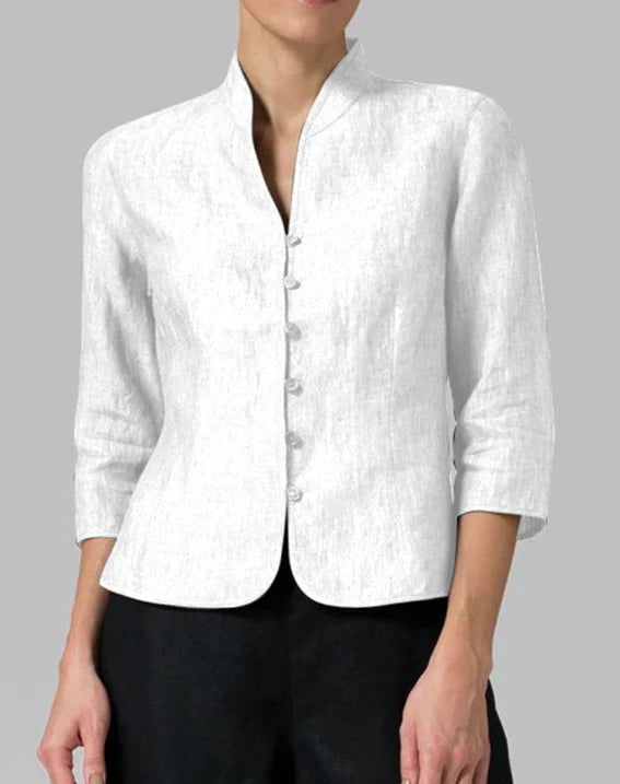 Women's Stand Collar Transitional Jacket with 3/4 Sleeves